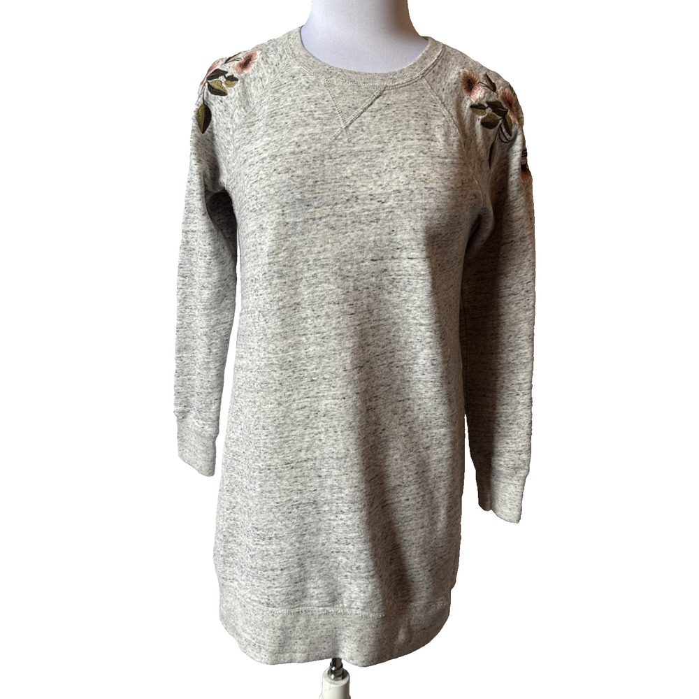 Abercrombie &‎ Fitch Women’s S Boho Embroidered Floral Sweatshirt Tunic Dress